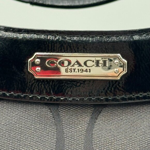 Coach Soho Signature Black Hobo Bag E1220-F19445 Dual Handles Zip Closure Iconic - Picture 2 of 11